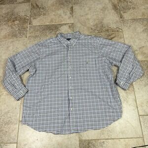 Ralph Lauren Shirt Mens 3XB Big White Checkered Plaid Long Sleeve Casual Good